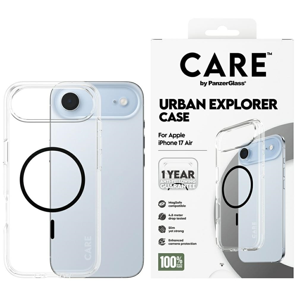 CARE by PanzerGlass Flagship Urban Explorer Fodral med svart MagSafe för iPhone Air - Transparent