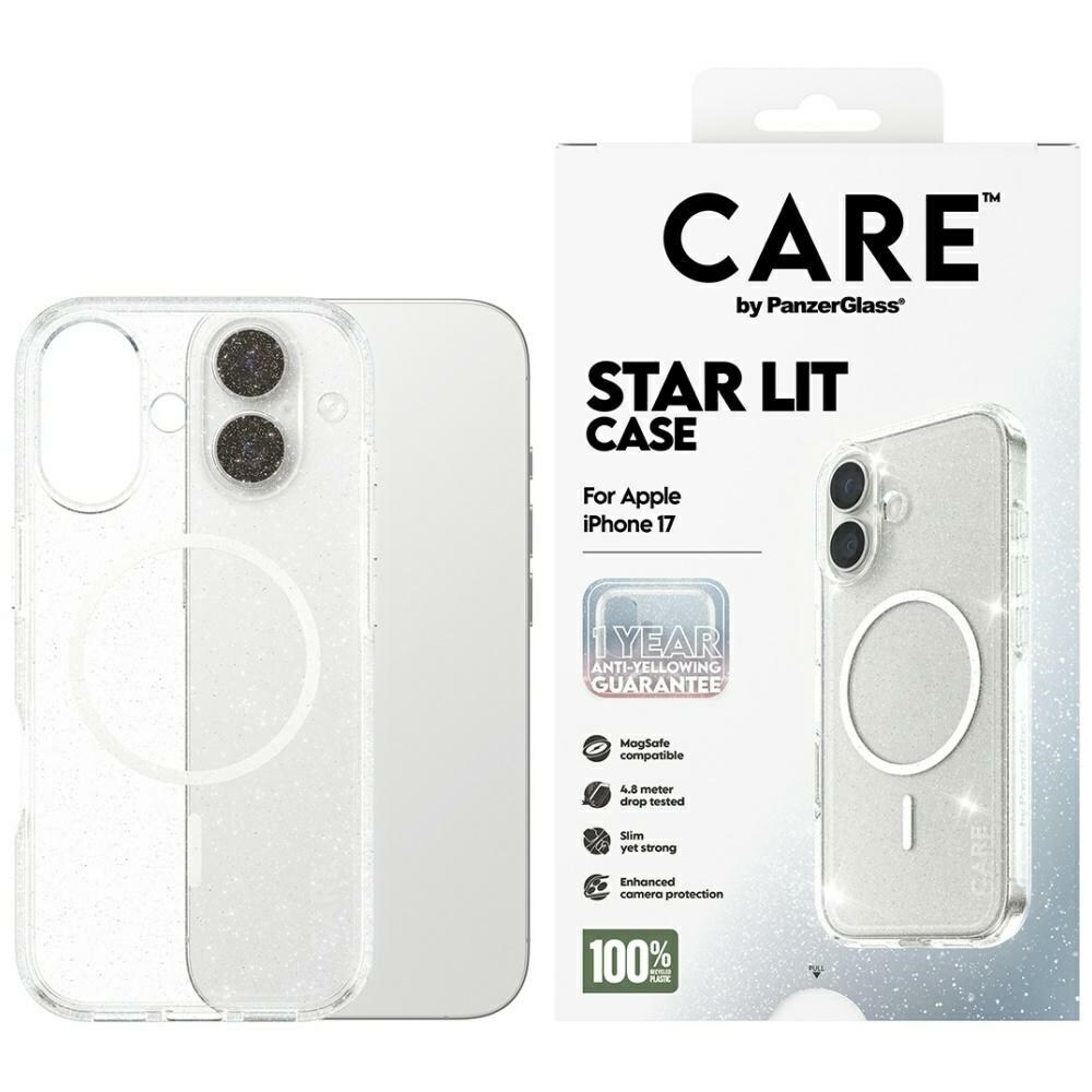 CARE by PanzerGlass Flagship Urban Explorer Fodral med vit MagSafe för iPhone 17 - Klar glitter