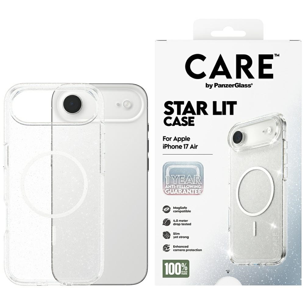 CARE by PanzerGlass Flagship Urban Explorer Fodral med vit MagSafe för iPhone Air - Klar glitter