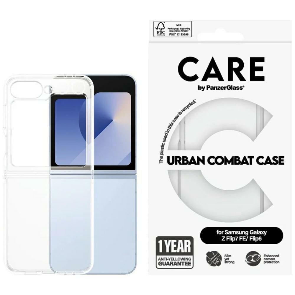 CARE by PanzerGlass Urban Combat Case for Samsung Galaxy Z Flip 7 FE / Flip 6 - Transparent