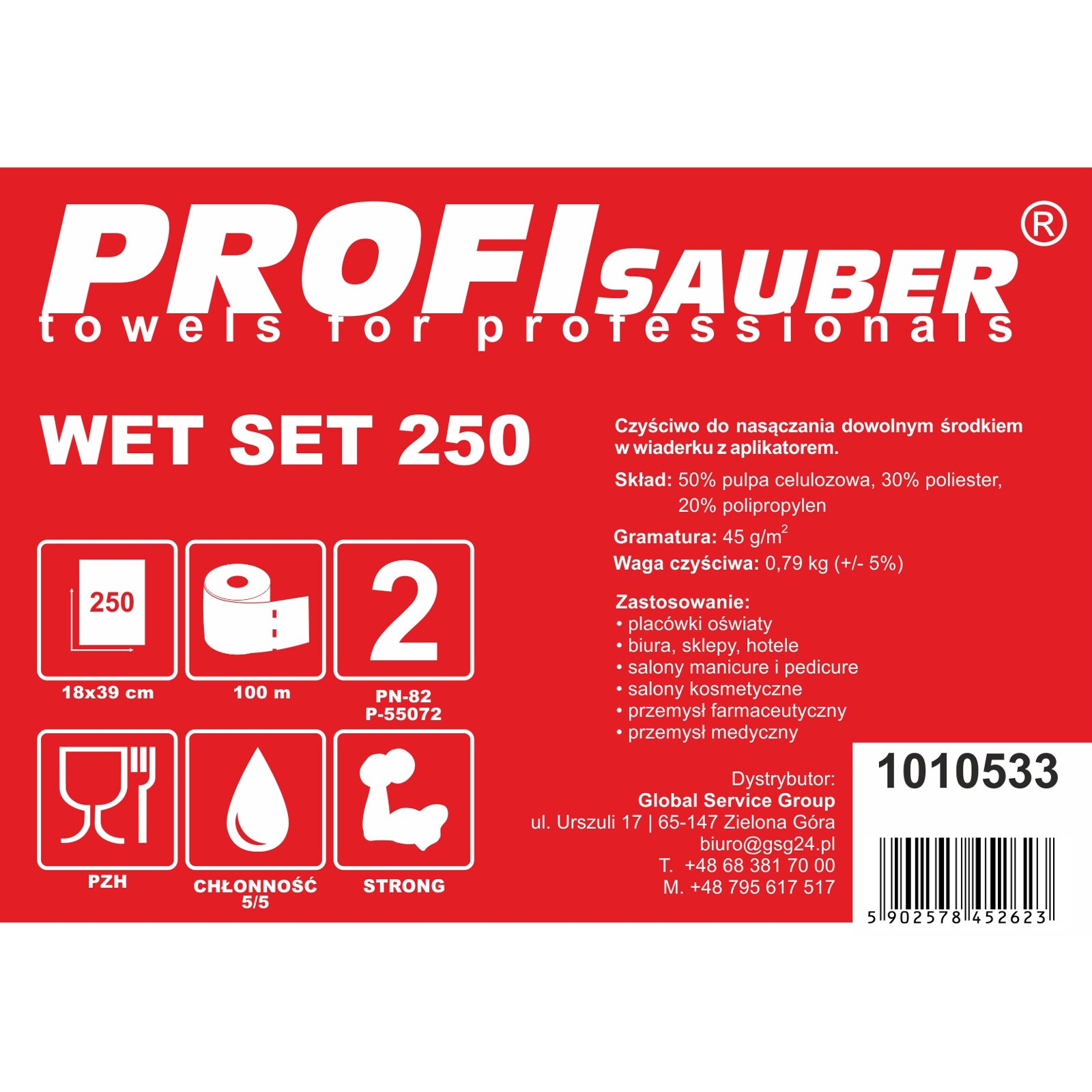 Trasor i en hink med en blötläggningsdispenser ProfiSauber WET SET 250