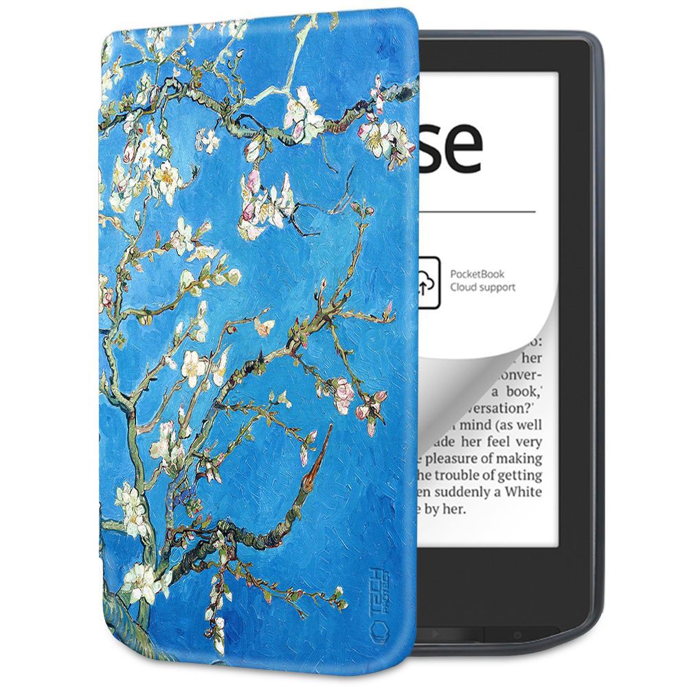 Tech-Protect SmartCase för PocketBook Verse / Verse Pro - Blå med Sakura-blommor