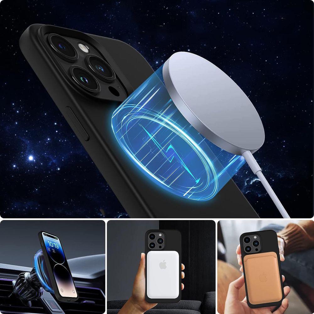 Tech-Protect silikone MagSafe iPhone 15-etui - mat sort