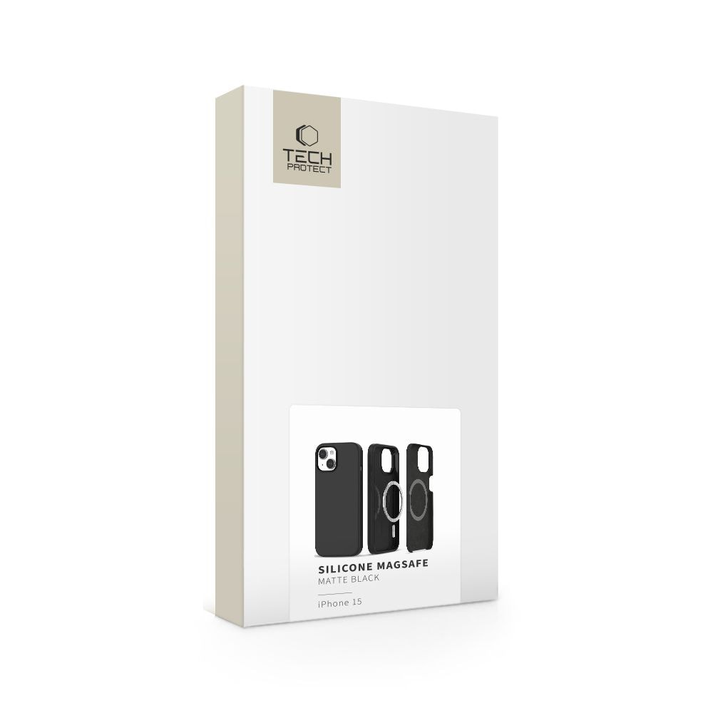 Tech-Protect silikone MagSafe iPhone 15-etui - mat sort