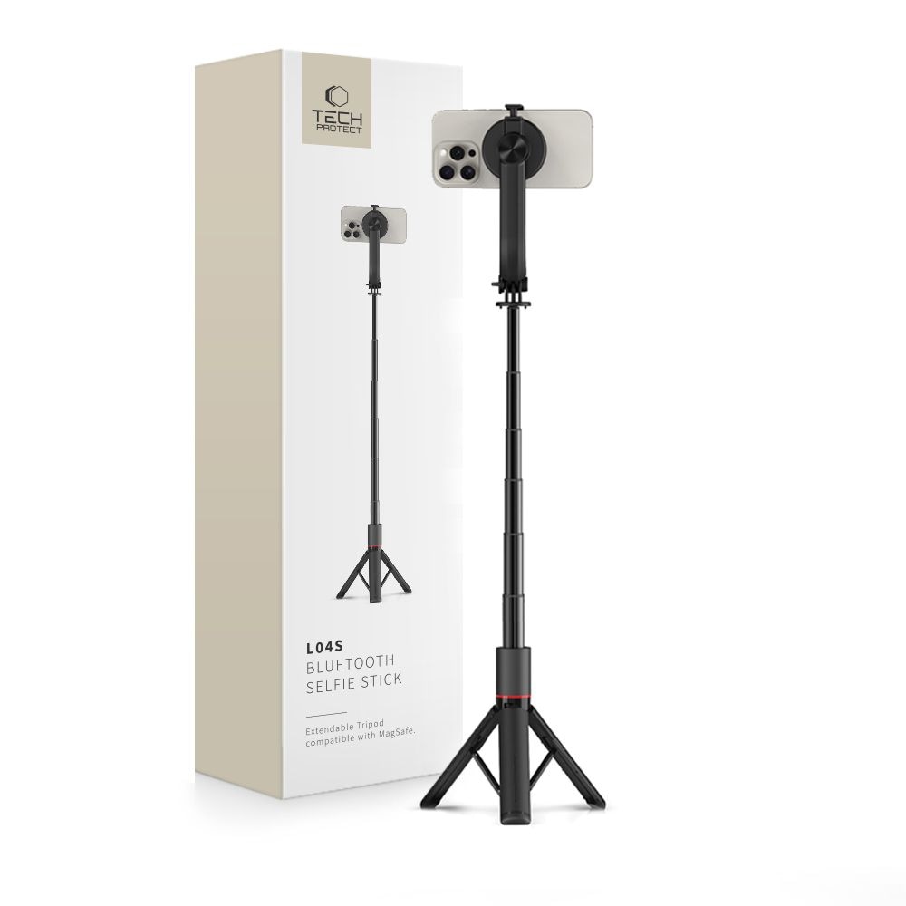 Tech-Protect L04S Bluetooth Selfie Stick med stativ upp till 95 cm och 360 Head - Svart