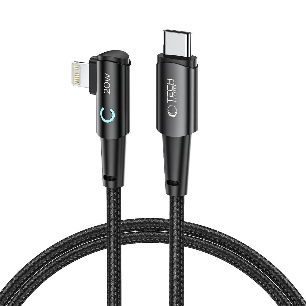 Tech-Protect UltraBoost L-kabel Lightning (vinklad) / USB-C (rak) PD 20W 3A 1m - grå