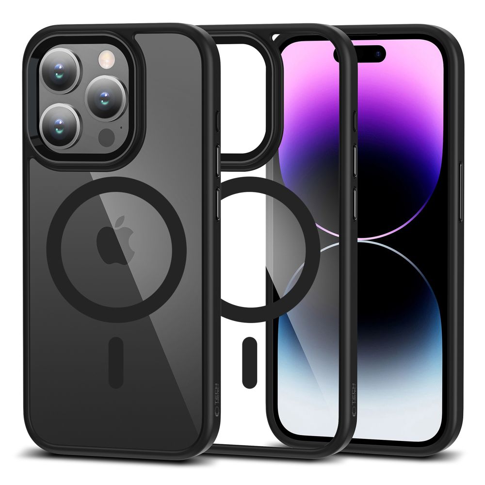 Tech-Protect MagMat MagSafe iPhone 15 Pro-fodral - klar svart