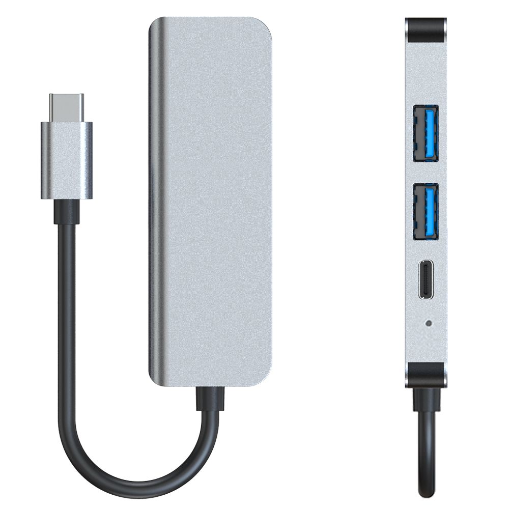 HUB Tech-Protect V2 4in1 USB-C - USB-A 3.0 / USB-A 2.0 / USB-C / HDMI - grå