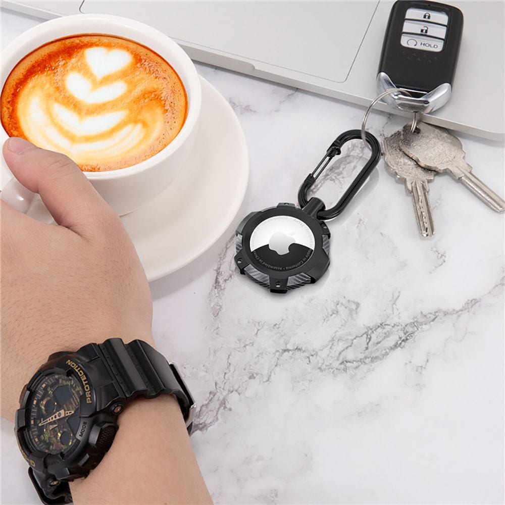 Tech-Protect TPUCarbon-etui til Apple AirTag - Sort