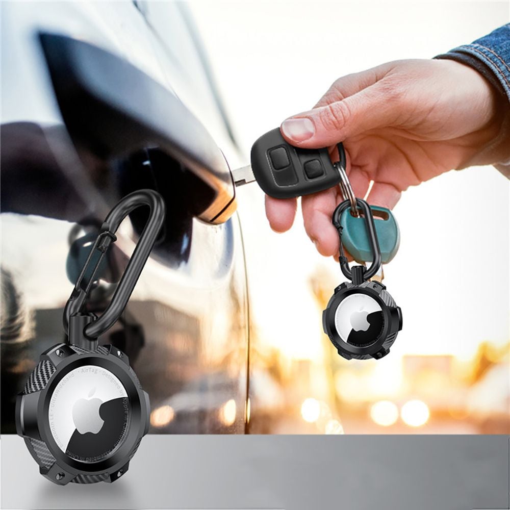 Tech-Protect TPUCarbon-etui til Apple AirTag - Sort