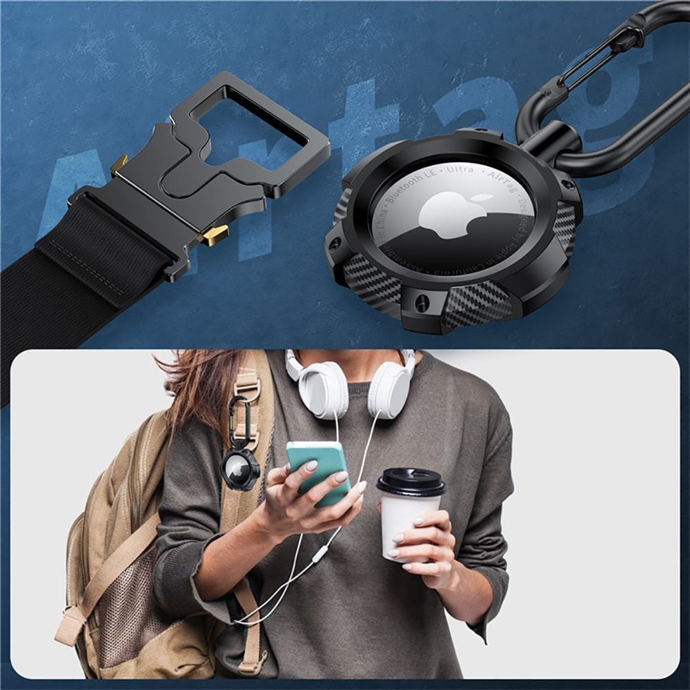 Tech-Protect TPUCarbon-etui til Apple AirTag - Sort