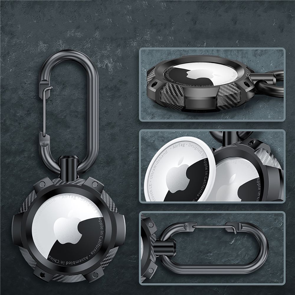 Tech-Protect TPUCarbon-etui til Apple AirTag - Sort
