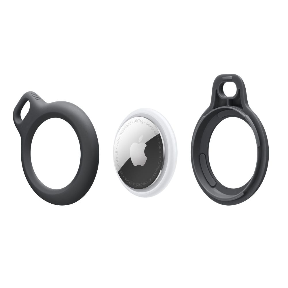 Tech-Protect Rough Case til Apple AirTag med ring - Sort