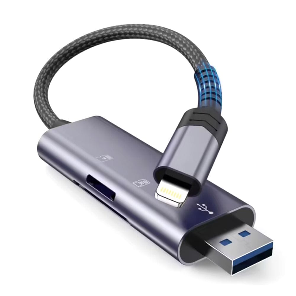 Tech-Protect UltraBoost SD/micro SD-kortläsare med Lightning /USB-A-kontakt - Grå