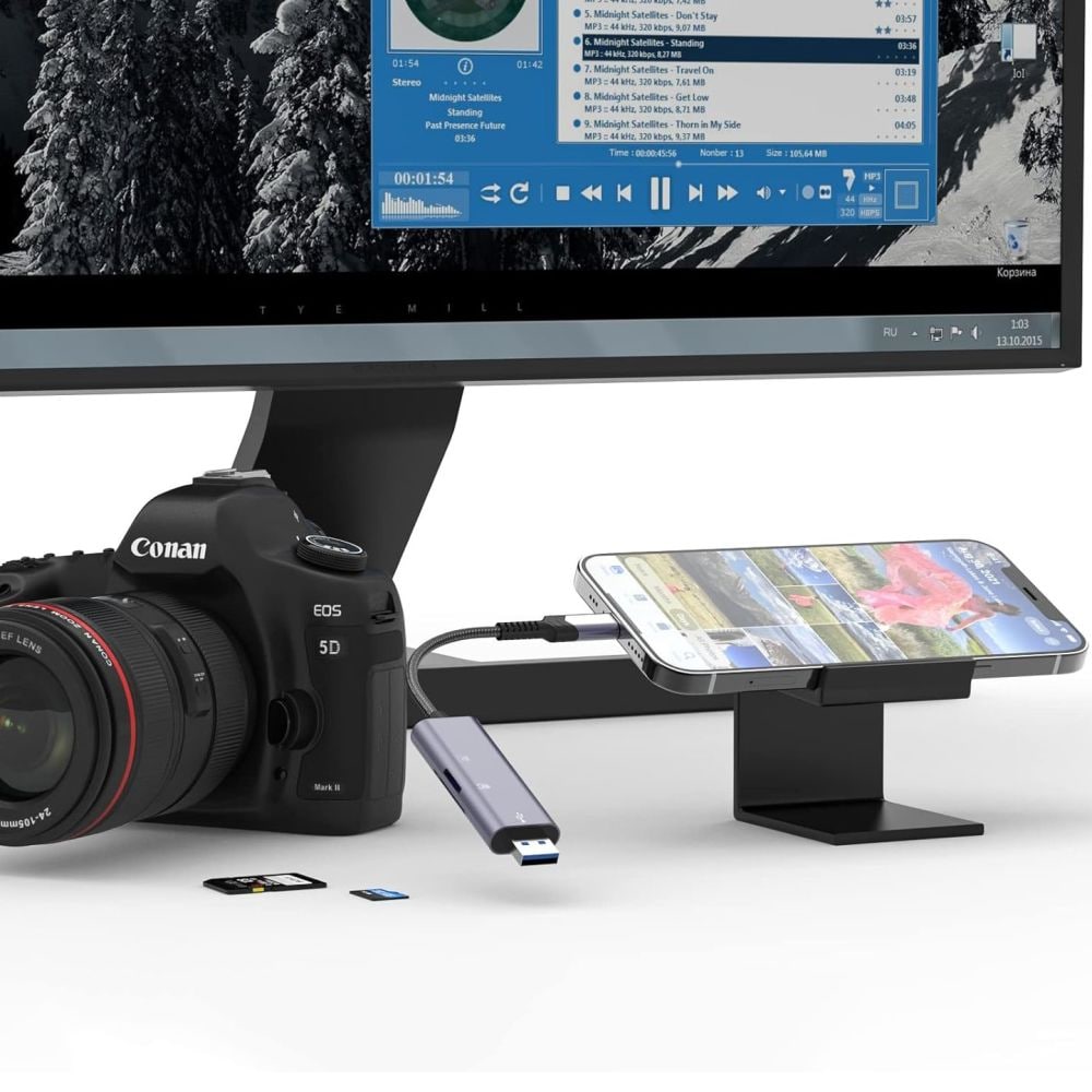 Tech-Protect UltraBoost SD/micro SD-kortläsare med Lightning /USB-A-kontakt - Grå