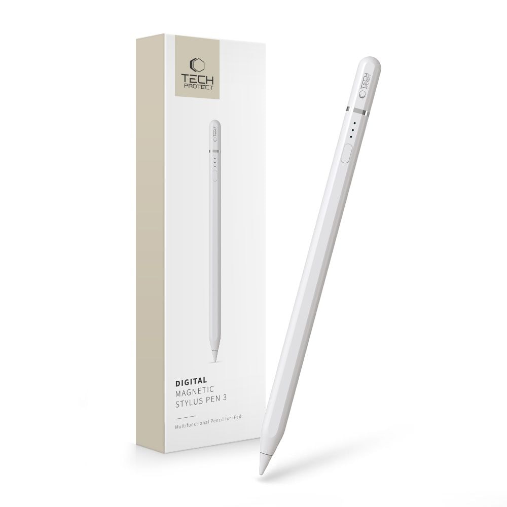 Tech-Protect Digital Magnetic Stylus Pen 3 Magnetic för iPad-surfplatta - Vit