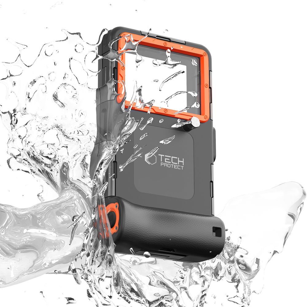 Tech-Protect vanntett etui IPX8 for 4,7-6,7" smarttelefoner - svart og oransje