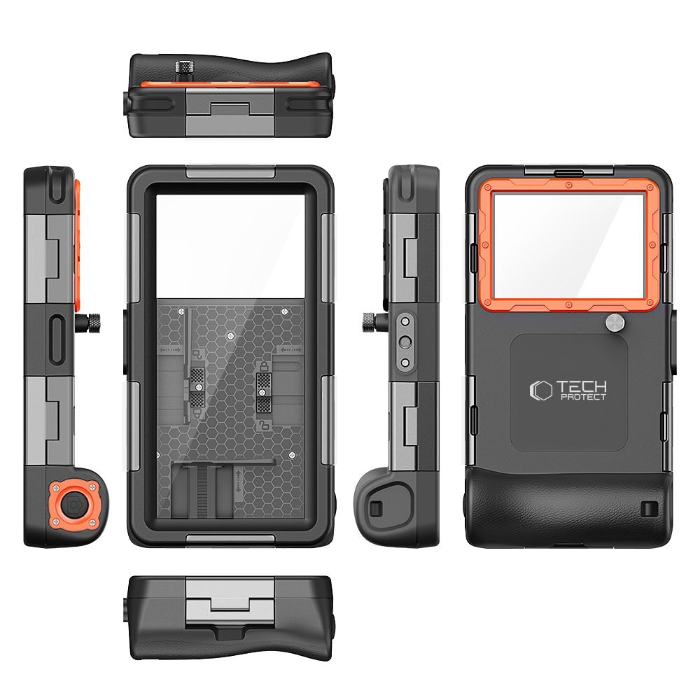 Tech-Protect vanntett etui IPX8 for 4,7-6,7" smarttelefoner - svart og oransje