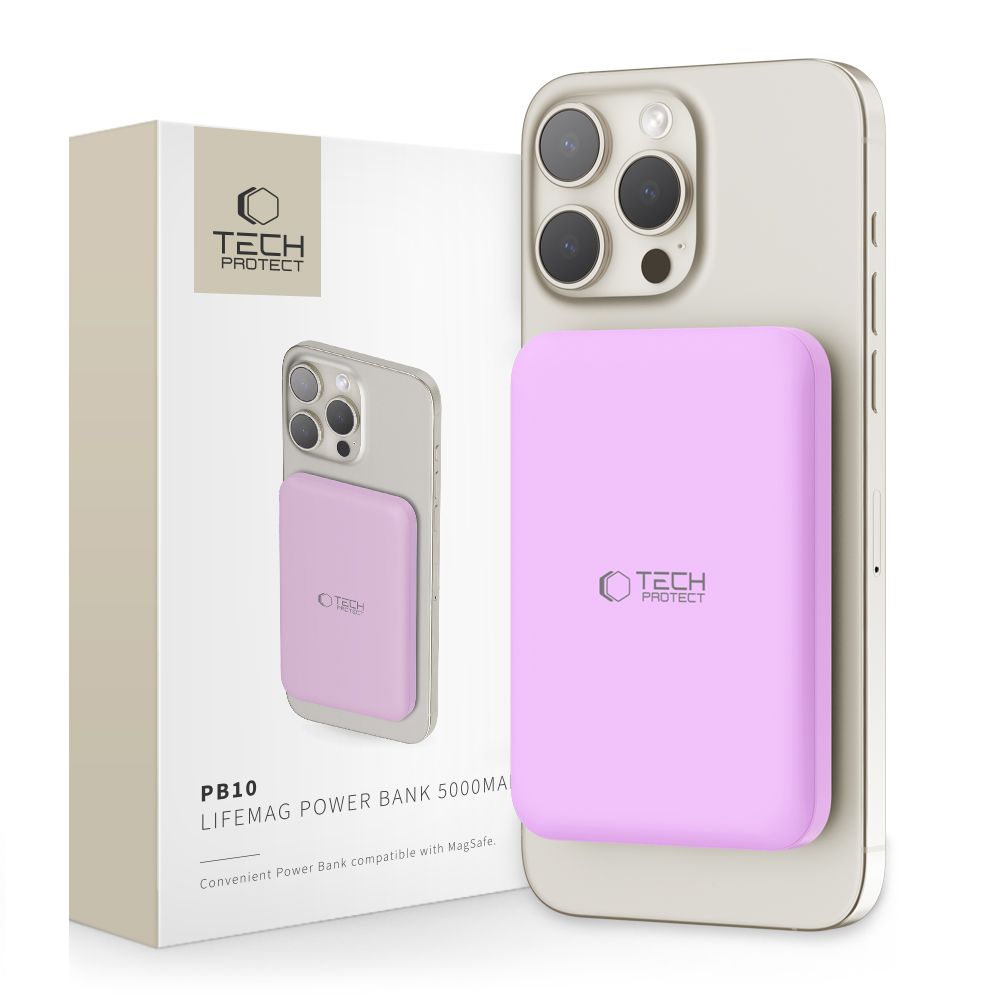 Tech-Protect LifeMag MagSafe PB10 5000mAh Power Bank - Rosa