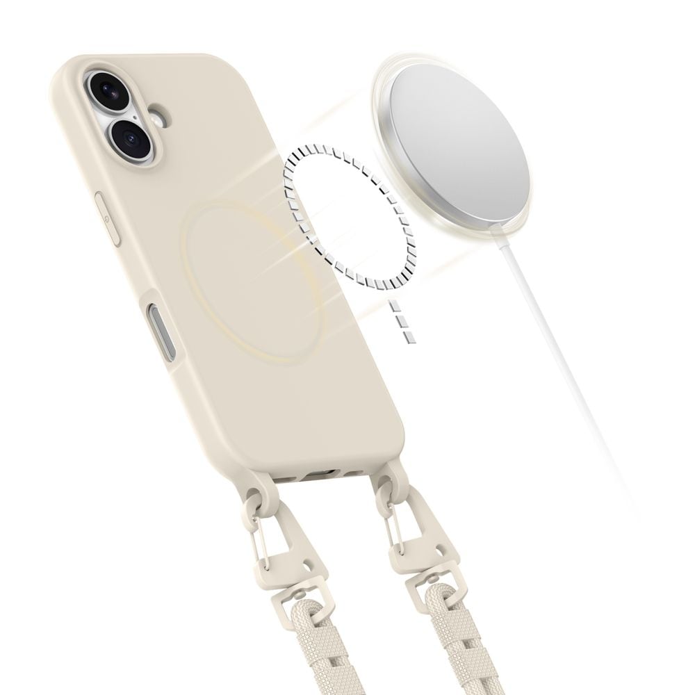 Tech-Protect MagNecklace MagSafe-etui med snor til iPhone 16 - Beige