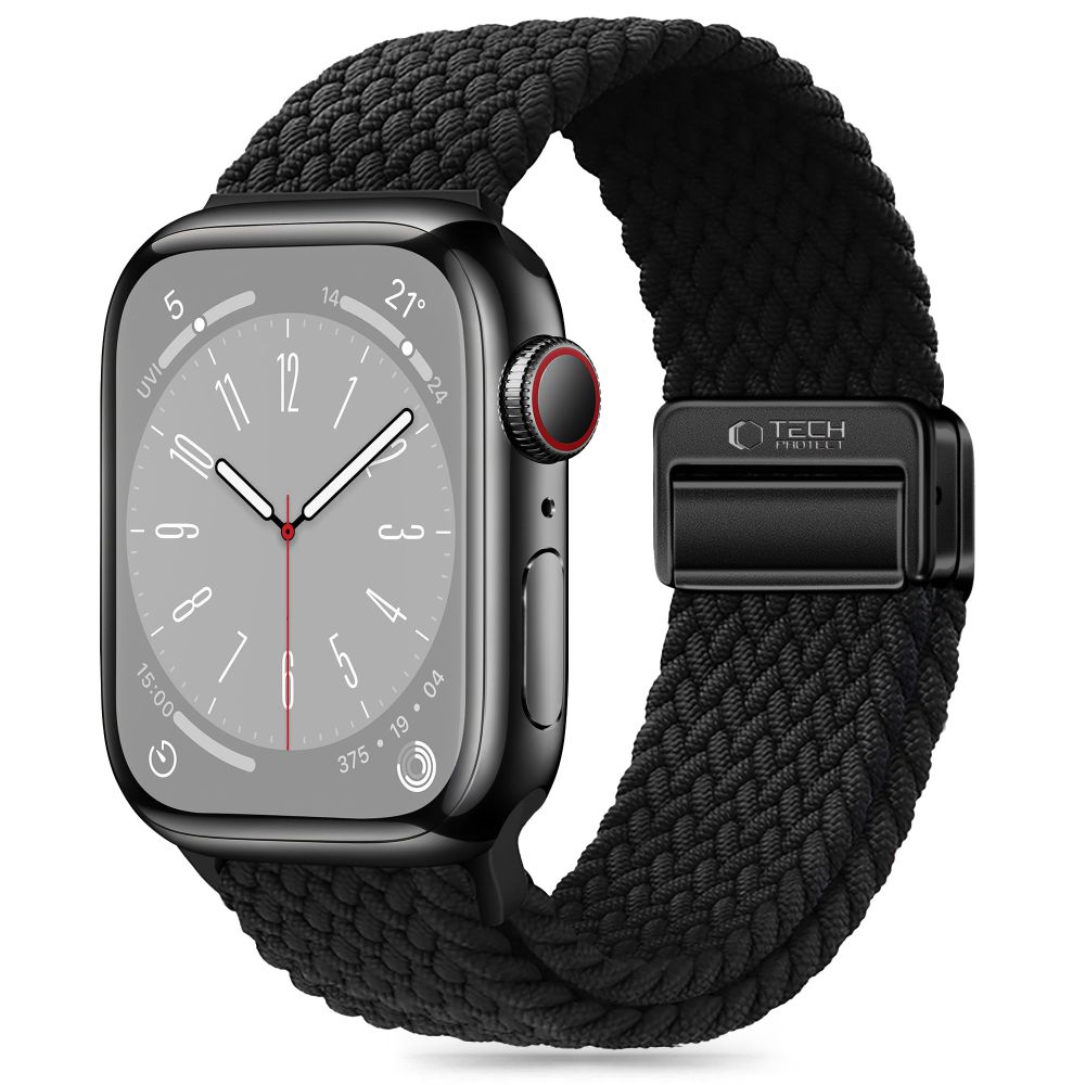 Tech-Protect Nylonmag Armband till Apple Watch 4 / 5 / 6 / 7 / 8 / 9 / SE (38 / 40 / 41 mm) - Svart
