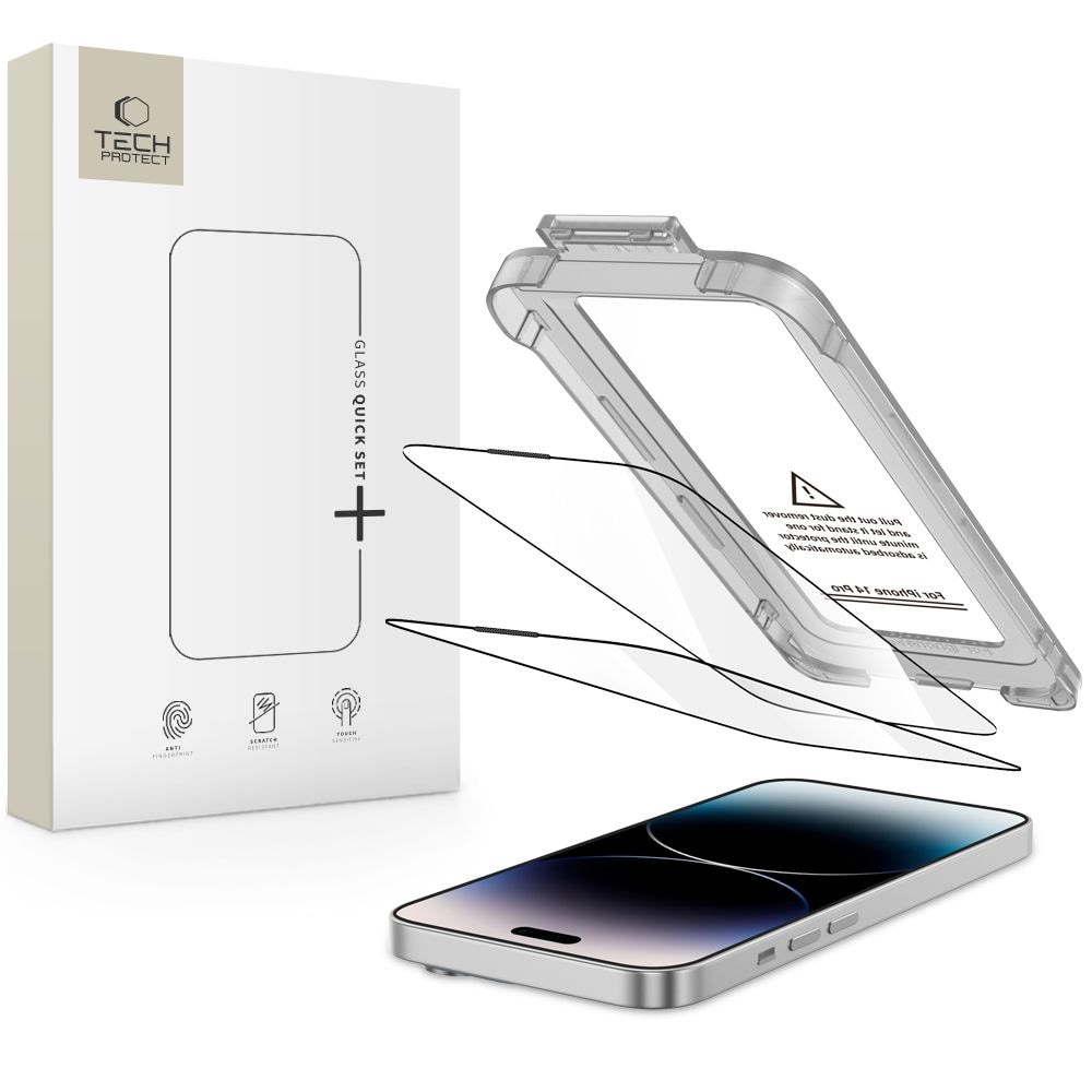 Tech-Protect Quick Set+ 2-pack härdat glas för iPhone 14 Pro - svart