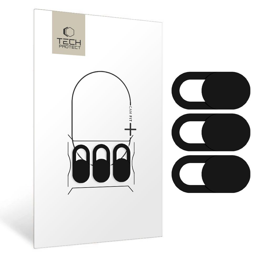 Tech-Protect Cam Fit+ 3-pack kameraskydd för bärbar dator - svart