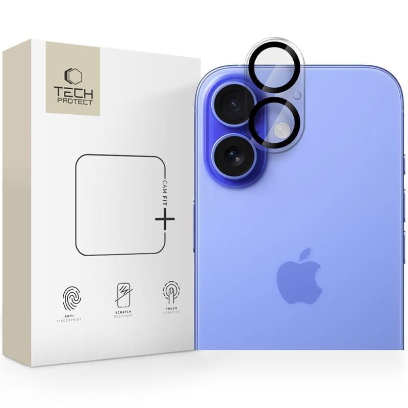 Tech-Protect Cam Fit+ Kameraskydd för iPhone 16 / 16 Plus - Transparent