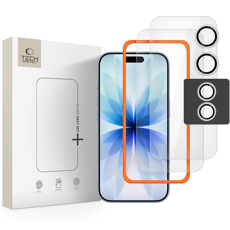 Tech-Protect Easy Set+ 3-pack härdat glas för iPhone 17 - transparent