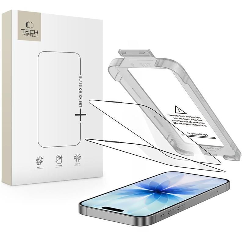 Tech-Protect Quick Set+ 2-pack härdat glas för iPhone 17 - svart