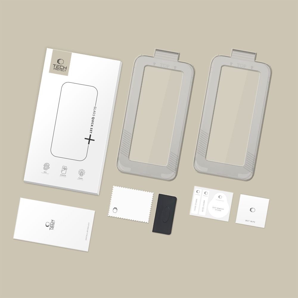 Tech-Protect Quick Set+ 2-pak hærdet glas til iPhone 17 - sort