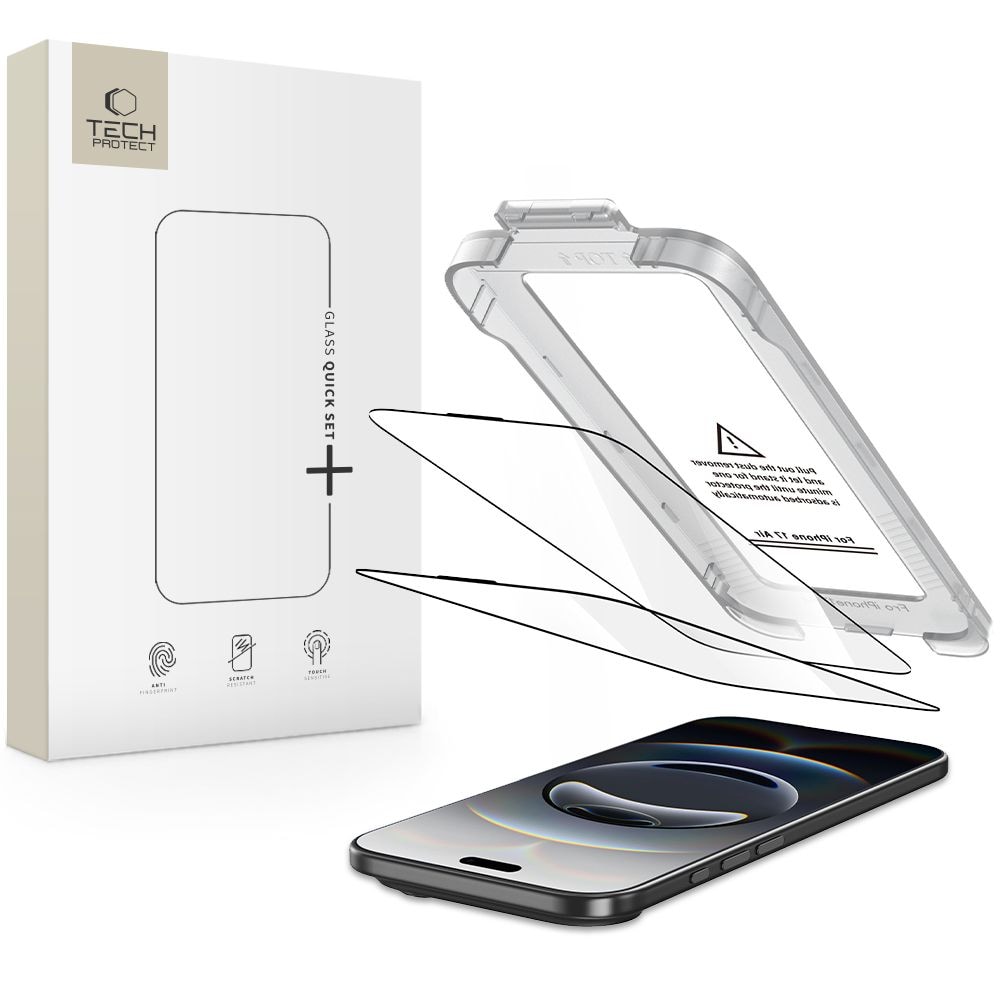 Tech-Protect Quick Set+ 2-pack härdat glas för iPhone 17 Air - svart