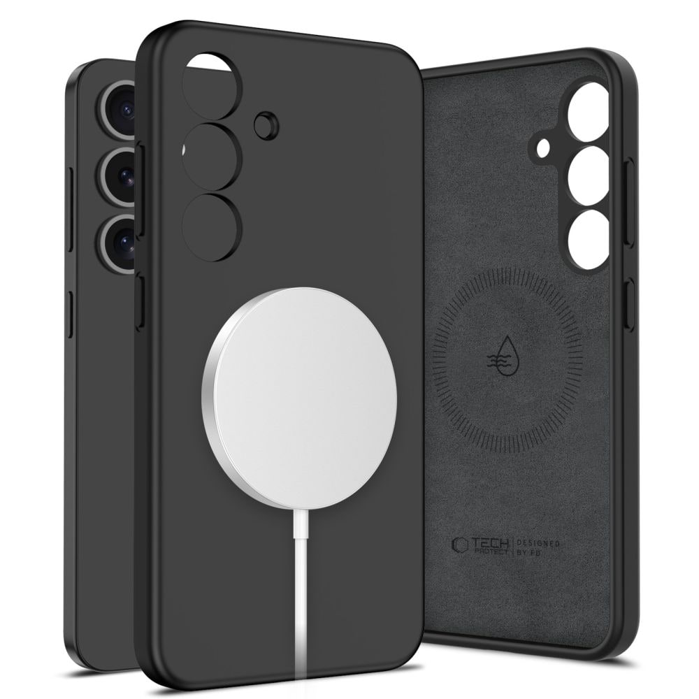 Tech-Protect MagSafe-fodral i flytande silikon för Samsung Galaxy S25 - Svart