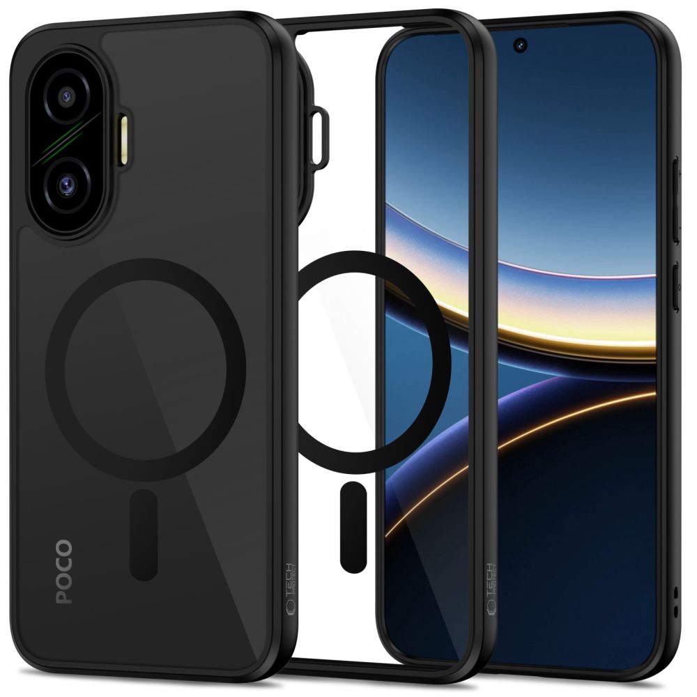 Tech-Protect MagMat MagSafe-fodral för Xiaomi Poco F7 5G - svart och transparent