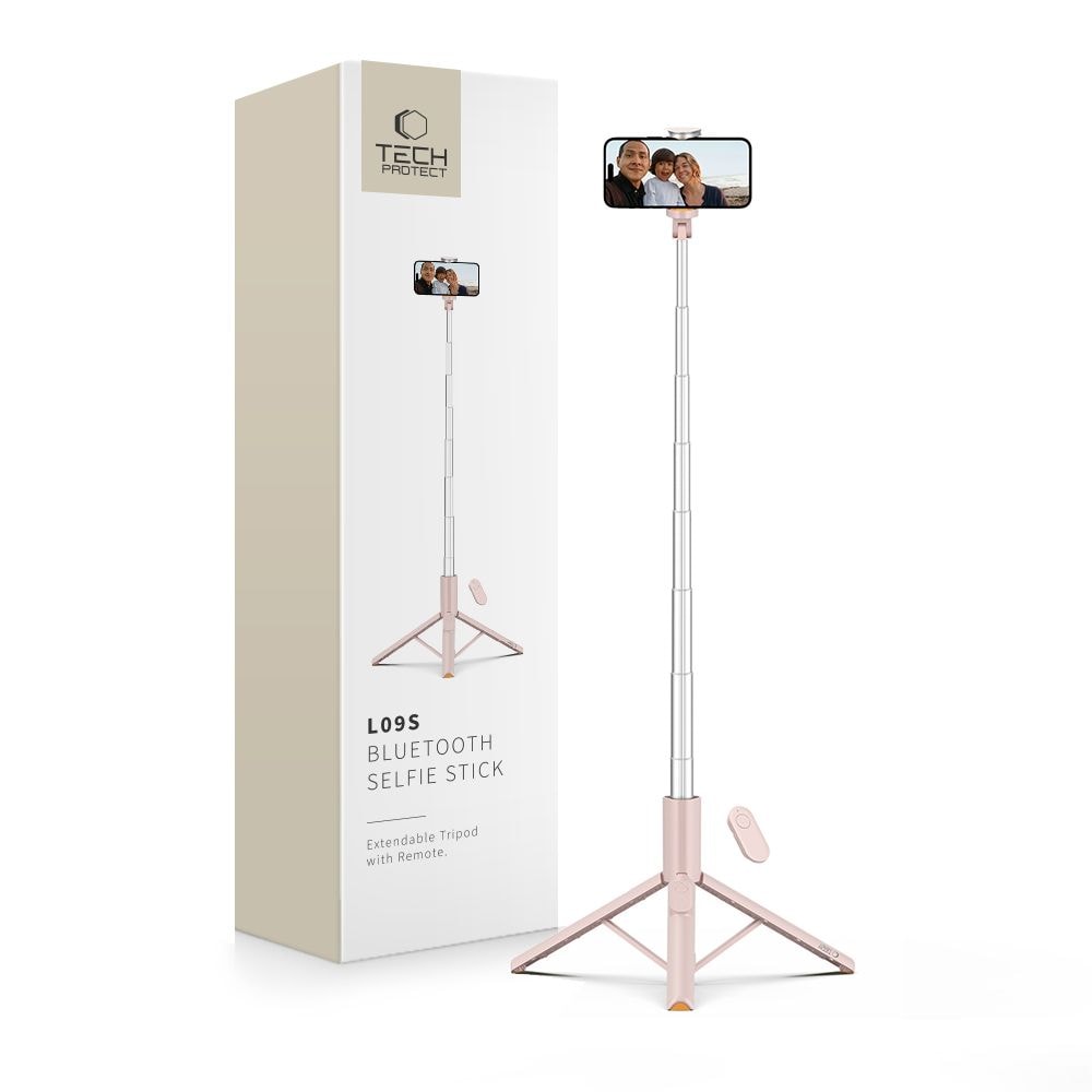 Selfie Stick Tech-Protect L09S med stativ - Rosa