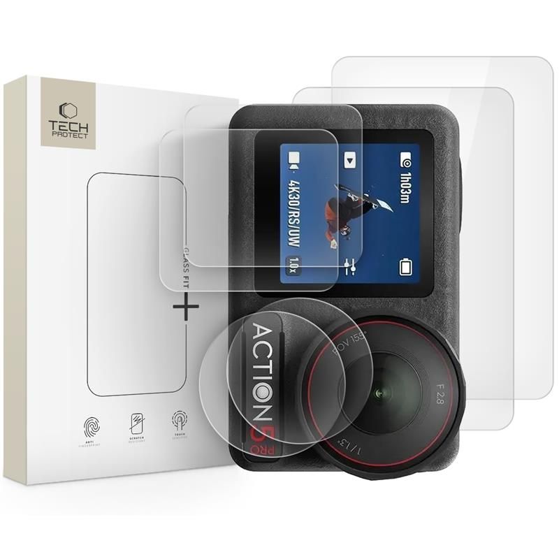 Tech-Protect Glass Fit+ 2-pack härdat glas för DJI Osmo Action 5 Pro - transparent