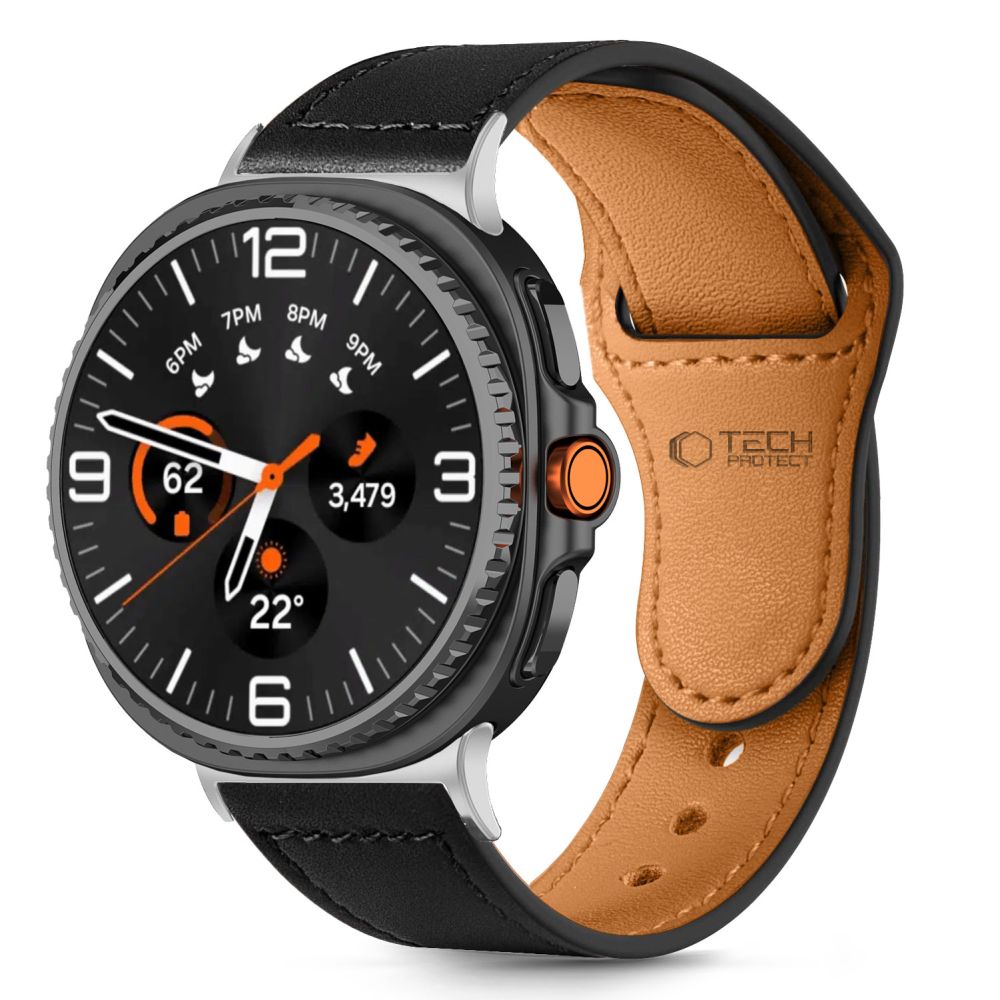 Tech-Protect läderarmband för Samsung Galaxy Watch 40/44/46 mm - Svart