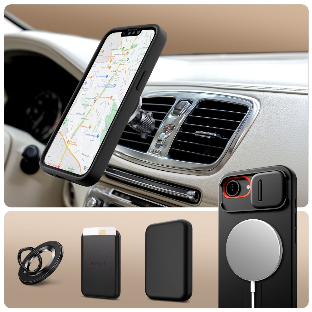 Tech-Protect Kevlar Aura MagSafe-etui til iPhone 16e - Sort