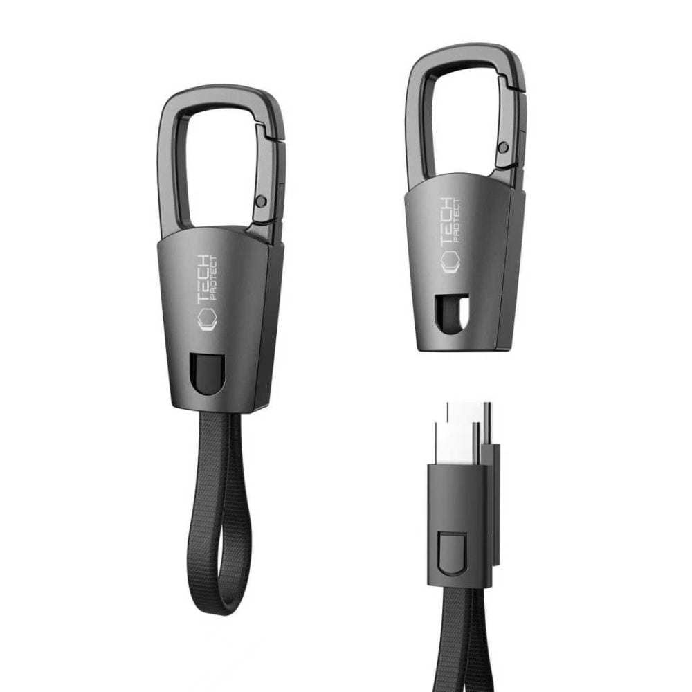 Tech-Protect Ultraboost DNA-kabel med nyckelring USB-C PD 60W / 3A - Grå