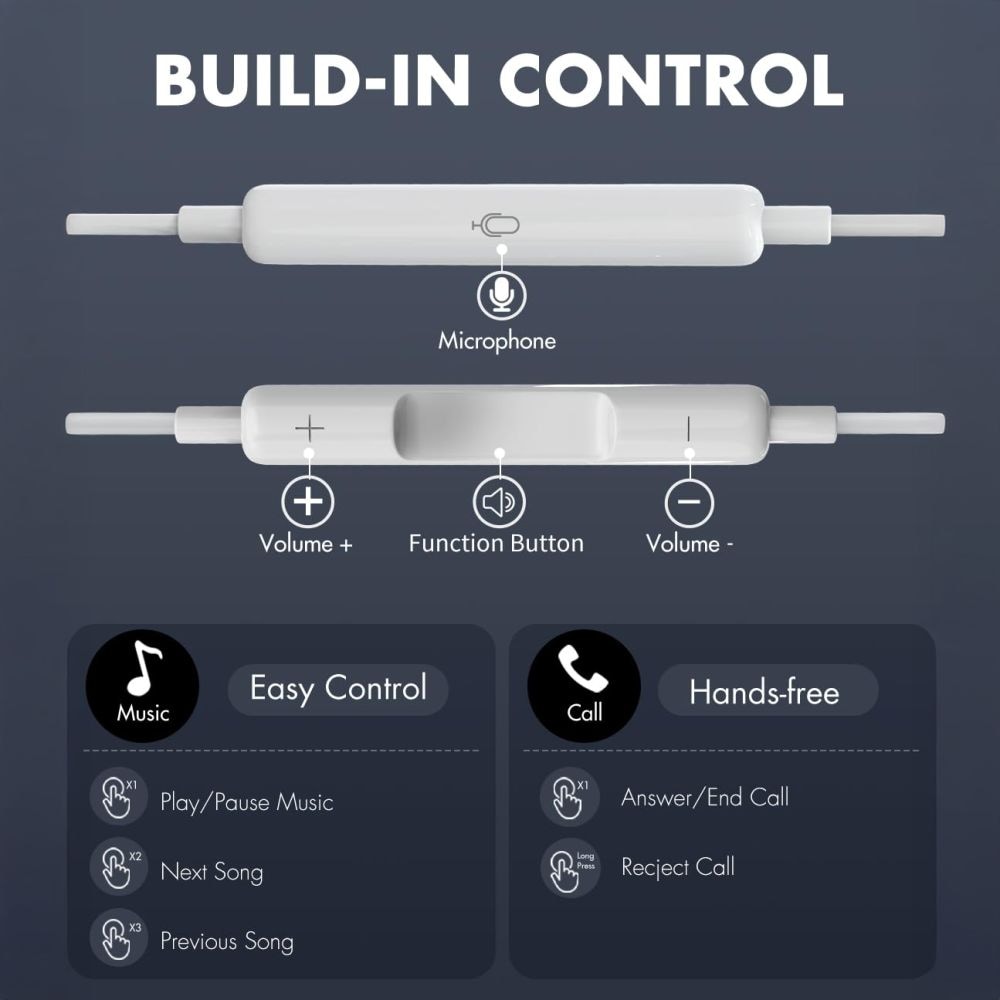 Tech-Protect Ultraboost Core G2 hörlurar med minijack - vit