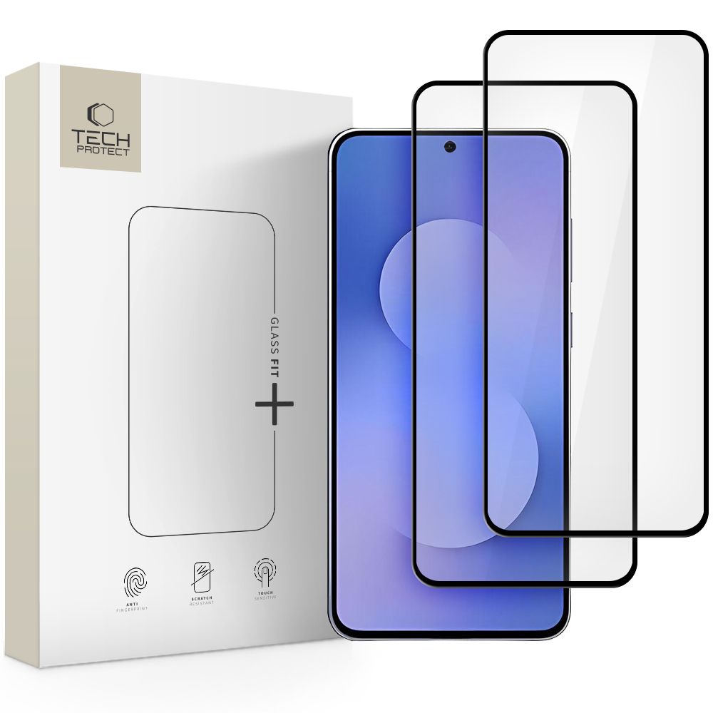 Tech-Protect Glass Fit+ 2-pack härdat glas för Samsung Galaxy S25 FE - svart