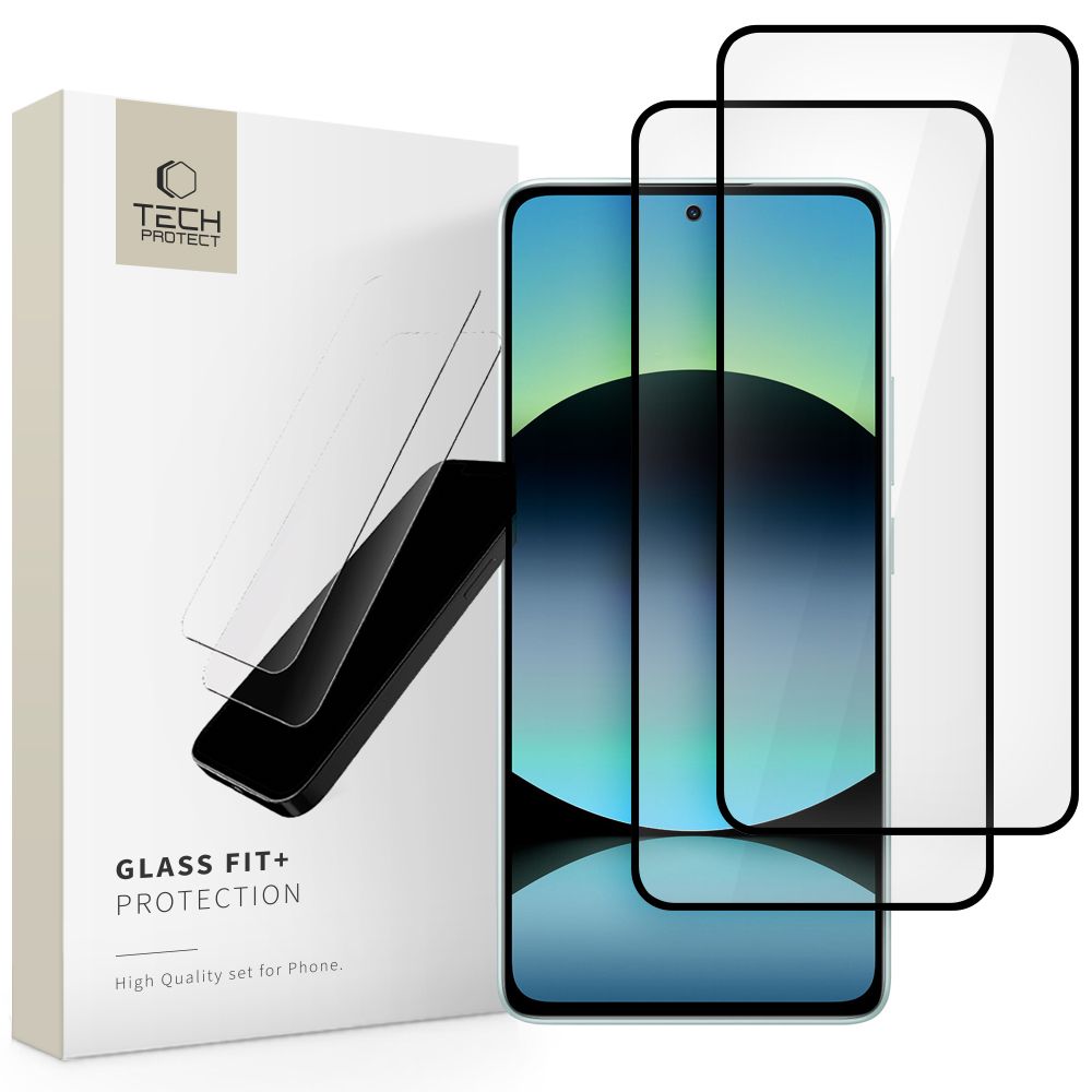Tech-Protect Glass Fit +2-Pack härdat glas för Xiaomi Redmi Note 14 4G / 5G - Svart