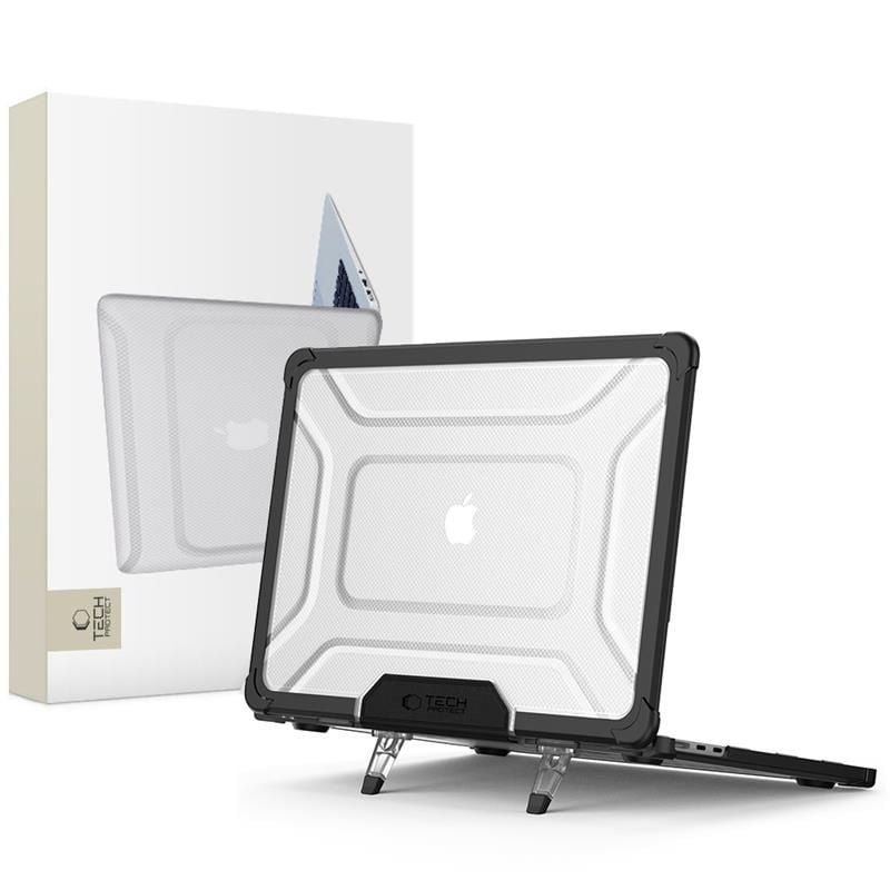 Tech-Protect SmartShell Pro-fodral för MacBook Air 13" 2023-2025 M2/M3/M4 - transparent/svart