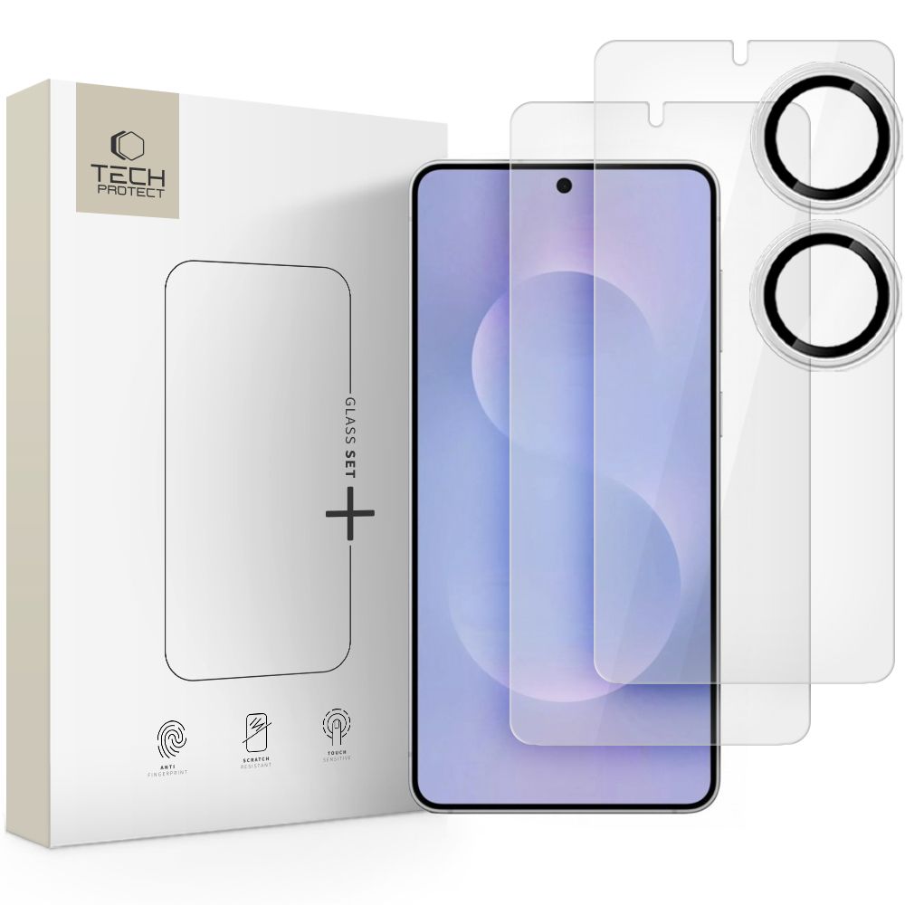 Härdat glas Tech-Protect Glass Set + 3-pack för Samsung Galaxy S25 Edge - transparent