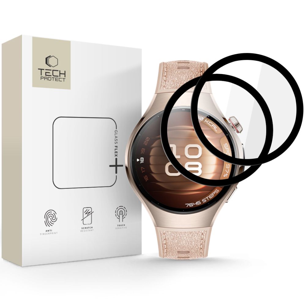 Tech-Protect Glass Flex+ 2-pack hybridglas för Huawei Watch 5 42 mm - svart