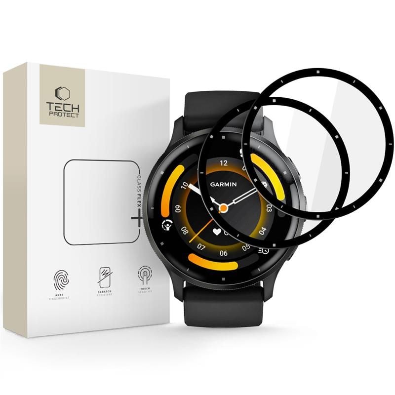 Tech-Protect Glass Flex+ 2-pack hybridglas för Garmin Venu 3 - svart