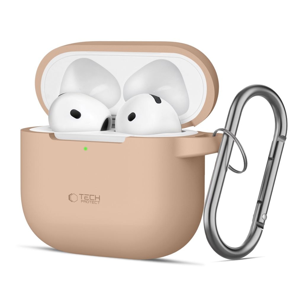 Tech-Protect silikonfodral med krok för AirPods 4 - Beige