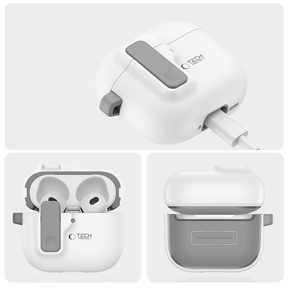 Tech-Protect Slim Hook-etui til AirPods 4 - Hvid