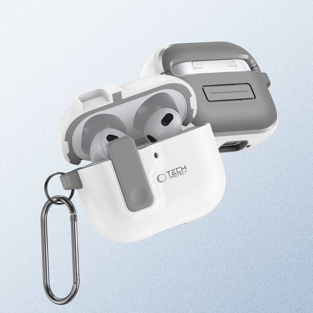 Tech-Protect Slim Hook-etui til AirPods 4 - Hvid