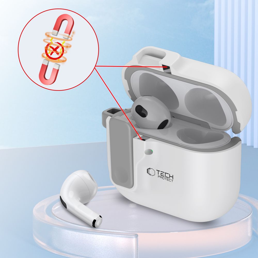 Tech-Protect Slim Hook-etui til AirPods 4 - Hvid